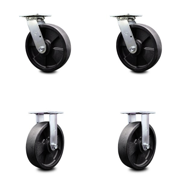 Service Caster 8 Inch Glass Filled Nylon Caster Set with Ball Bearings 2 Swivel 2 Rigid SCC SCC-30CS820-GFNB-2-R-2 - main